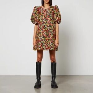 Ganni Floral-jacquard mini dress NWT